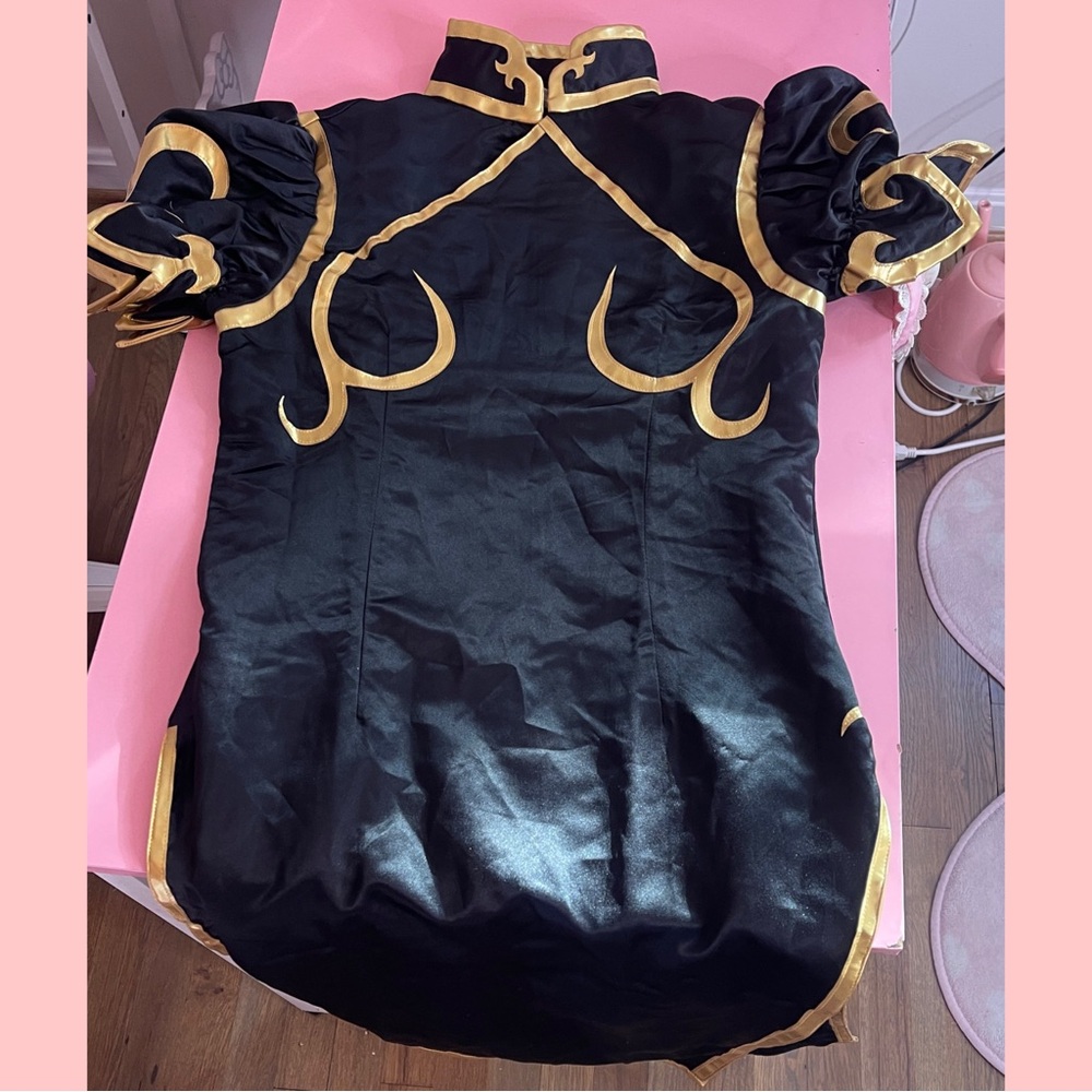 street fighter game anime Chun-Li Cosplay costume dark mode